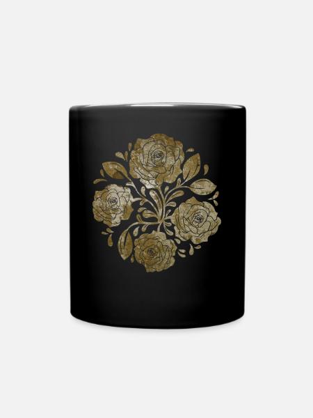 Barock Ästhetische Rose Kunstwerk Retro Vintage - Tasse einfarbig - Schwarz