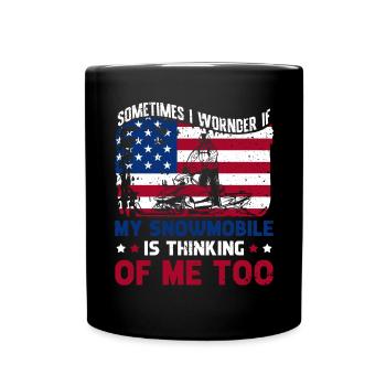 Whether my snowmobile also thinks of me - Full Colour Mug - black - Front