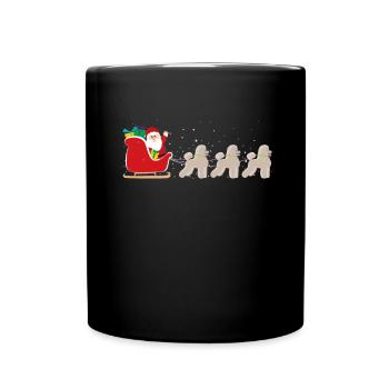 Poodle Santa Claus Christmas Sleigh - Funny - Full Colour Mug - black - Front