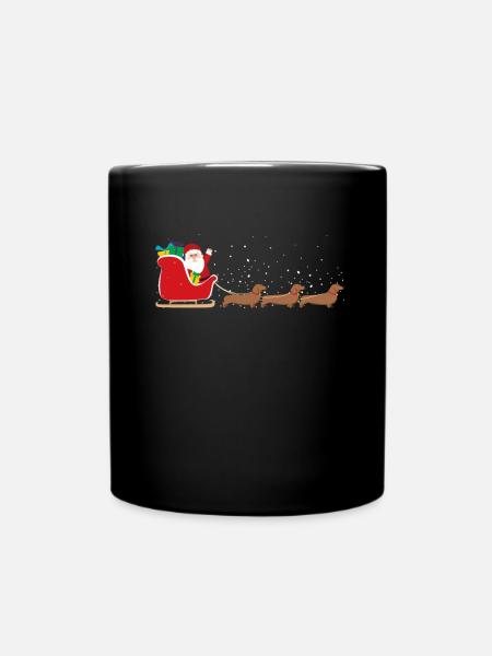 Teckel Santa Christmas Sleigh - Drôle de teckel - Mug uni - noir
