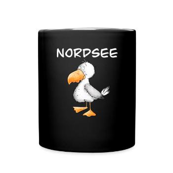 Nordsee Möwe Norden Norddeutschland - Tasse einfarbig - Schwarz - Vorne