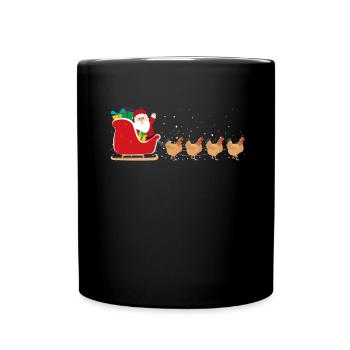Chicken Santa Claus Christmas sleigh - Funny - Full Colour Mug - black - Front