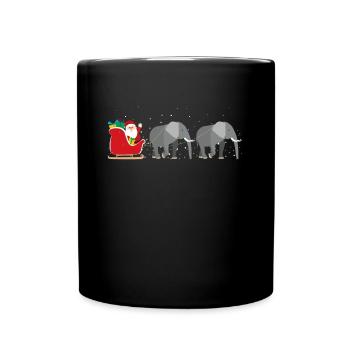Elephant Santa Claus Christmas sleigh - Funny - Full Colour Mug - black - Front