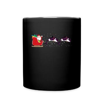 Orca Santa Christmas Sleigh - Funny Orca Xmas - Full Colour Mug - black - Front