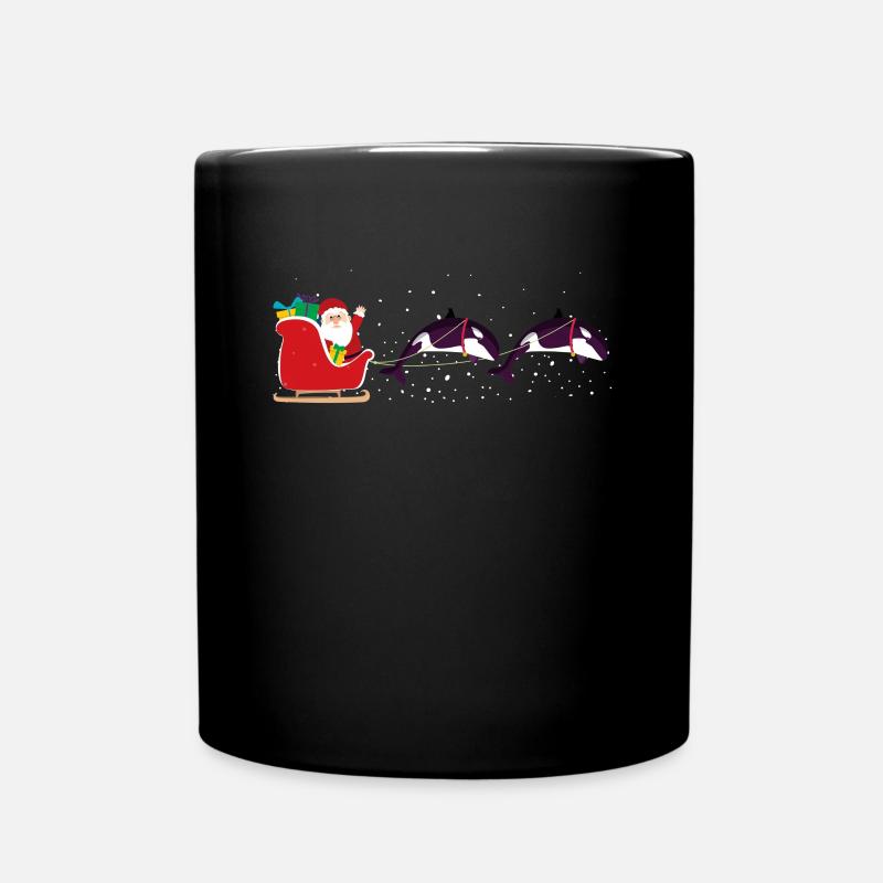 Orca Santa Christmas Sleigh - Drôle d’orque Noël - Mug uni - noir