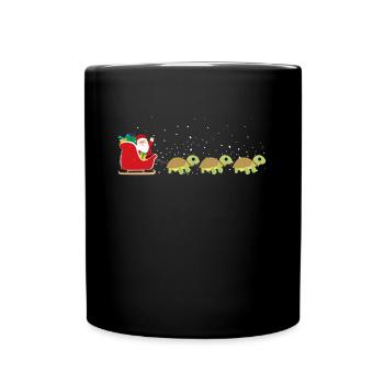 Tortue Santa Christmas Sleigh - Drôle - Mug uni - noir - Devant