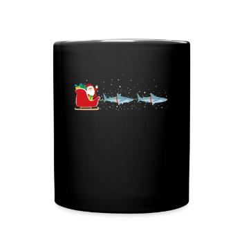 Shark Santa Claus Sleigh - Funnier - Full Colour Mug - black - Front