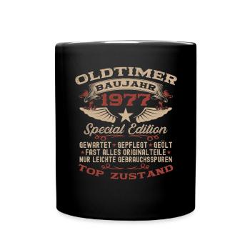 Oldtimer 1977 45. Geburtstag Geschenk Damen Herren - Tasse einfarbig - Schwarz - Vorne