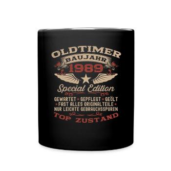 Oldtimer 1989 33. Geburtstag Geschenk Damen Herren - Tasse einfarbig - Schwarz - Vorne