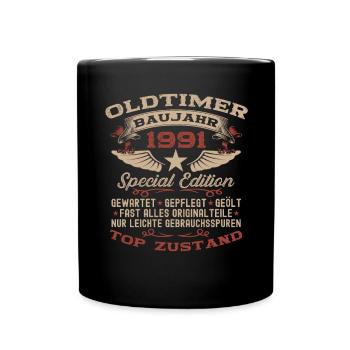 Oldtimer 1991 31. Geburtstag Geschenk Damen Herren - Tasse einfarbig - Schwarz - Vorne