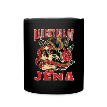 Jena Power-Frau daughters of Jena Retro Blumen - Tasse einfarbig - Schwarz - Vorne