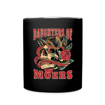 Moers Power-Frau daughters of Moers Retro Blumen - Tasse einfarbig - Schwarz - Vorne