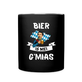 BAYERISCHES BIER T-SHIRT GESCHENKIDEE SAUFEN - Tasse einfarbig - Schwarz - Vorne