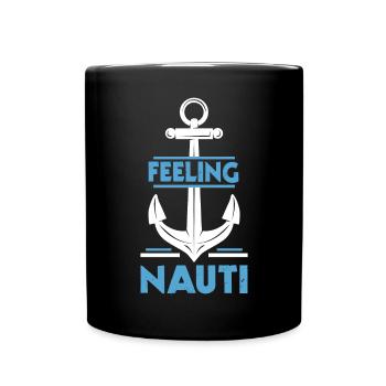 Nauti Bateau Nautique Marin Voile Capitaine Ancre - Mug uni - noir - Devant
