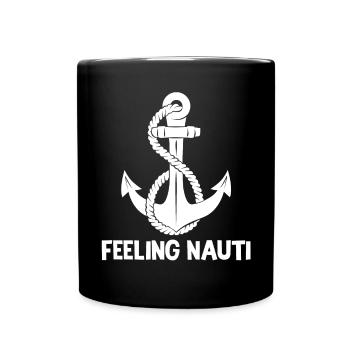 Nauti Bateau Nautique Marin Voile Capitaine Ancre - Mug uni - noir - Devant