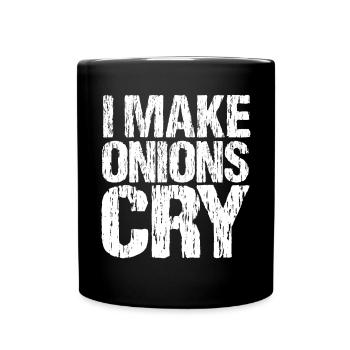 Drôle de cuisinier j’apporte des oignons pour pleurer - Mug uni - noir - Devant
