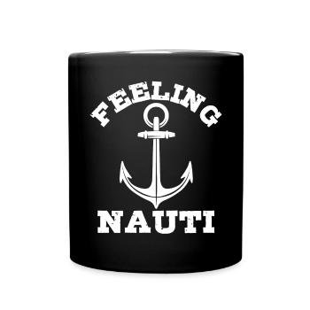 Nauti Bateau Nautique Marin Voile Capitaine Ancre - Mug uni - noir - Devant