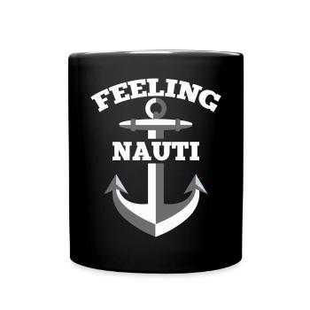 Nauti Bateau Nautique Marin Voile Capitaine Ancre - Mug uni - noir - Devant