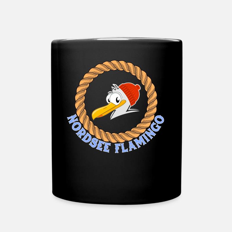 Flamant de mer du Nord Drôle de pêcheur de mouette - Mug uni - noir