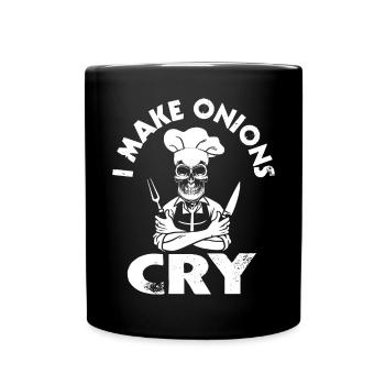 Drôle de cuisinier j’apporte des oignons pour pleurer - Mug uni - noir - Devant