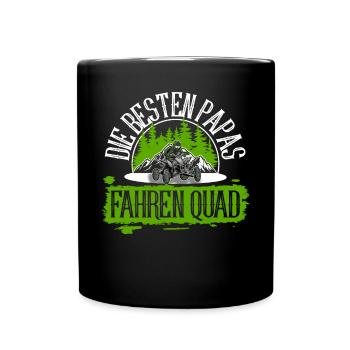 Quad ATV Offroad Quadfahrer Papa Vater - Tasse einfarbig - Schwarz - Vorne