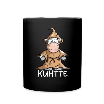 Kuh mit Mönch Kutte I KUHtte Wortspiel - Tasse einfarbig - Schwarz - Vorne