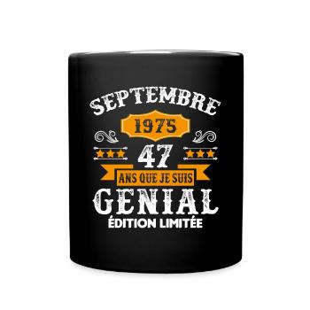 47 Ans Anniversaire Vintage Né(e) Septembre 1975 - Mug uni - noir - Devant