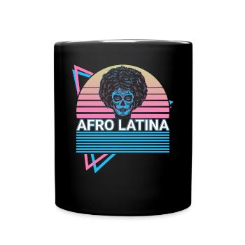 Afro Latina Gothic Totenkopf Retro - Tasse einfarbig - Schwarz - Vorne