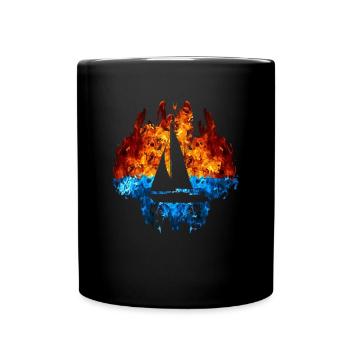 voilier feu marin flammes feu art skipper - Mug uni - noir - Devant