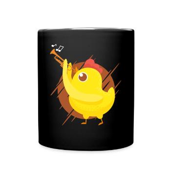 Trumpet Player Girl Chicken - Full Colour Mug - black - Front