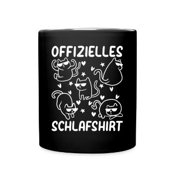 Katzen Schlafshirt Offizielles Katzen Schlafshirt - Tasse einfarbig - Schwarz - Vorne