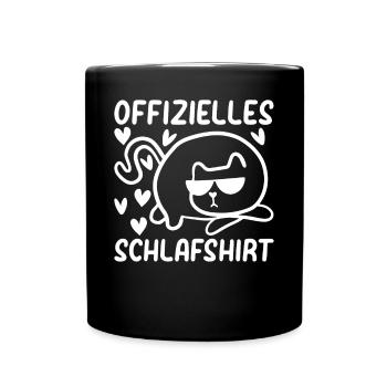Katzen Schlafshirt Offizielles Schlafshirt Katzen - Tasse einfarbig - Schwarz - Vorne