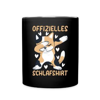 Katzen Schlafshirt Süße Katzen Offizielles Schlafs - Tasse einfarbig - Schwarz - Vorne