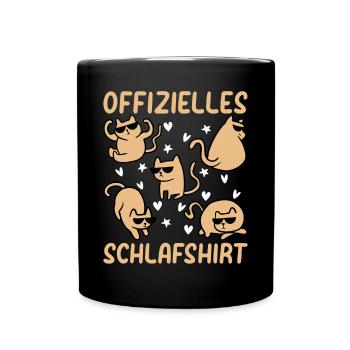 Katzen Schlafshirt Süße Katzen Offizielles Schlafs - Tasse einfarbig - Schwarz - Vorne