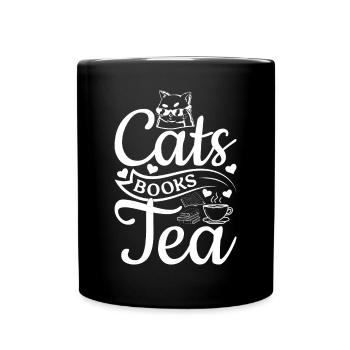 Chats Livres Thé I Propriétaire de chat Amateur de livres b - Mug uni - noir - Devant