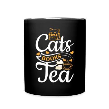 Katzen Bücher Tee I Katzen & Buchliebhaber Buch le - Tasse einfarbig - Schwarz - Vorne