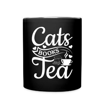 Cat Owner Book Lovers Book Reading Katzenliebh - Full Colour Mug - black - Front