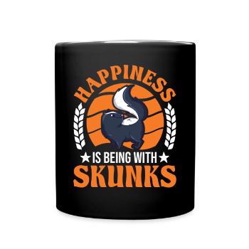 Happiness is being with Skunks Stinktier - Tasse einfarbig - Schwarz - Vorne