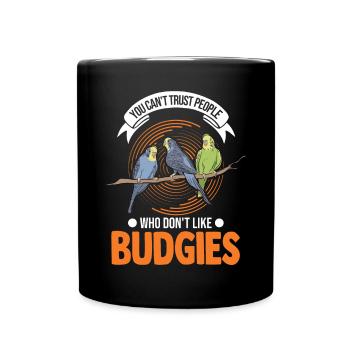 Budgie Gift Welli Cockatiel - Full Colour Mug - black - Front