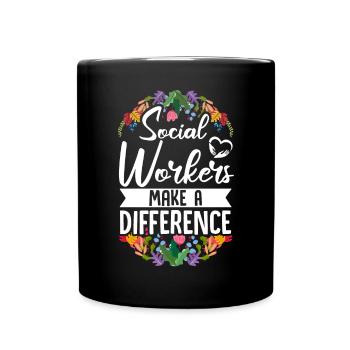 School Social Work Month Flowers - Full Colour Mug - black - Front