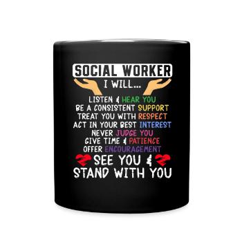 School Social Work Month Hands - Full Colour Mug - black - Front