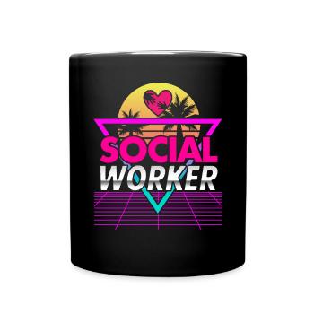 School Social Work Month Retro - Full Colour Mug - black - Front
