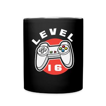 16. Geburtstag Jungen Gaming Gamer Level 16 - Tasse einfarbig - Schwarz - Vorne
