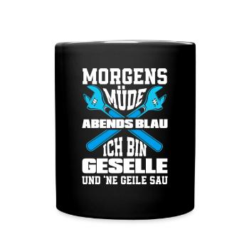 Lustiges Geselle Geschenk Mechaniker - Tasse einfarbig - Schwarz - Vorne