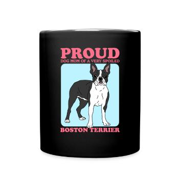 Boston Terrier Mom Hunde Hundebesitzer Geschenk - Tasse einfarbig - Schwarz - Vorne