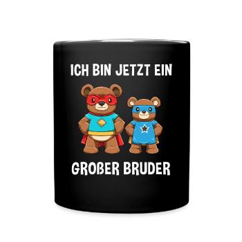 Super Bären Großer Bruder Shirt - Geschwister - Tasse einfarbig - Schwarz - Vorne