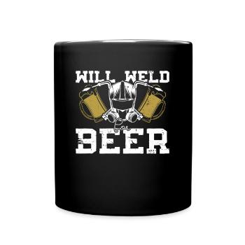 Schweißer Bier Schweißen Handwerker Metallbauer - Tasse einfarbig - Schwarz - Vorne