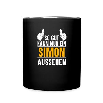 Simon Vorname Name Geschenk - Tasse einfarbig - Schwarz - Vorne