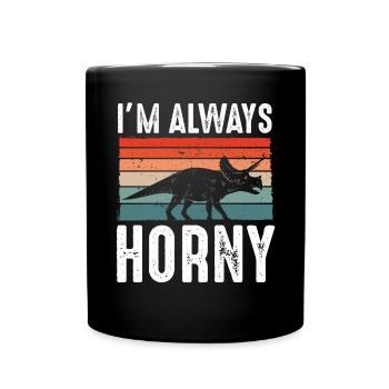 Triceratops is always horny - Full Colour Mug - black - Front