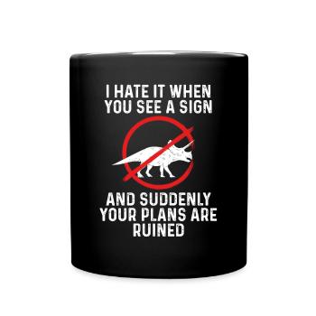 Triceratops Auf Einem Schild - Tasse einfarbig - Schwarz - Vorne